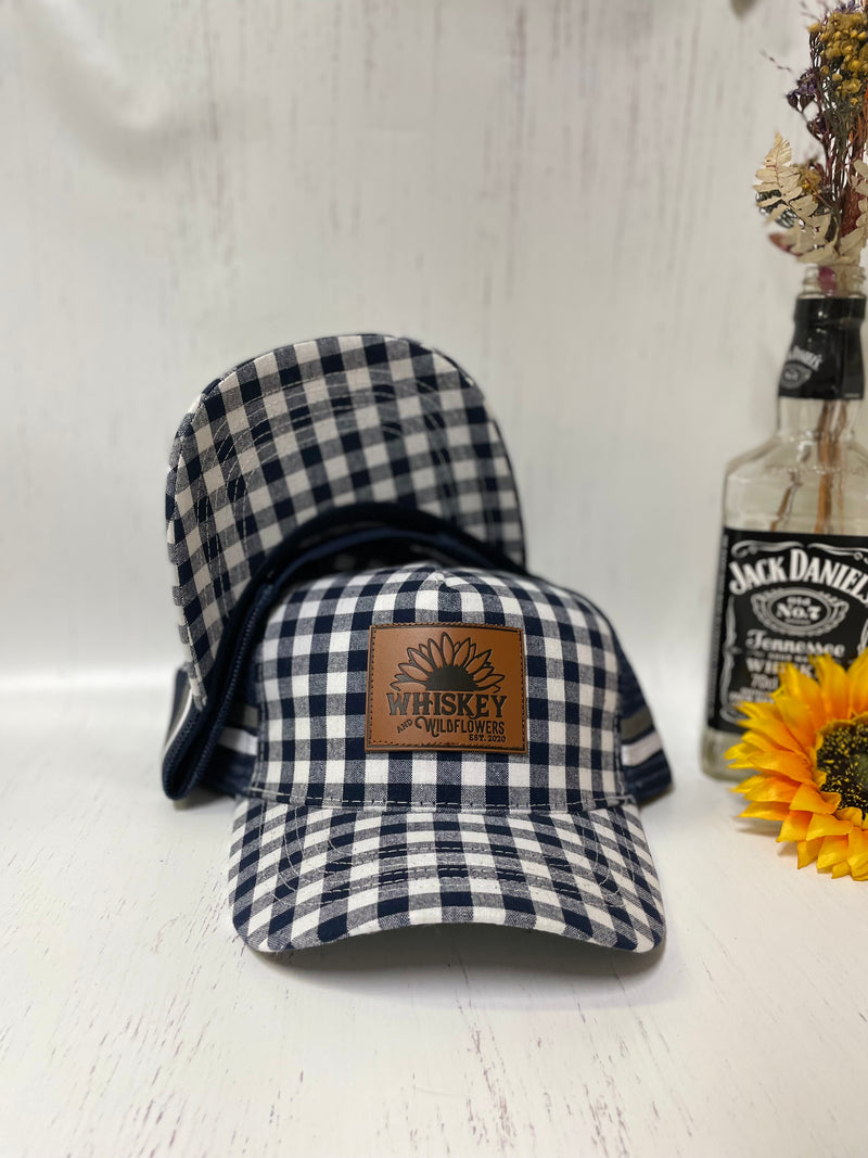 W&W Navy & White Gingham Trucker Cap DEC