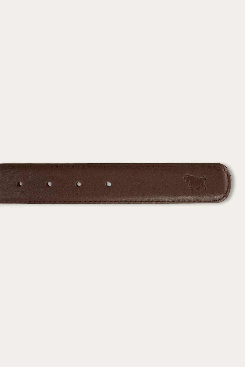 RINGERS WESTERN Elkhorn Belt- Chocolate/ Silver