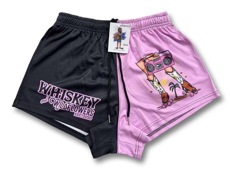 AFS "Pink/Black Skater" Footy Shorts (With Pockets)