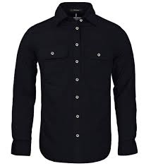 Pilbara Mens Open Front L/S Shirt- Black