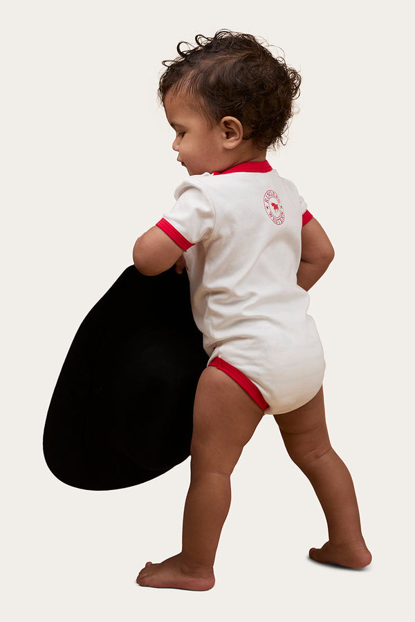 RINGERS WESTERN First Rodeo Babies Short Sleeve Romper - Off White / Red