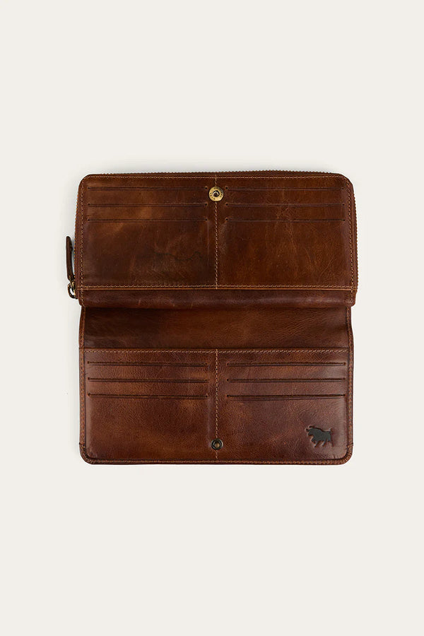 Ringers Western Toro Dama Zip Purse - Cognac