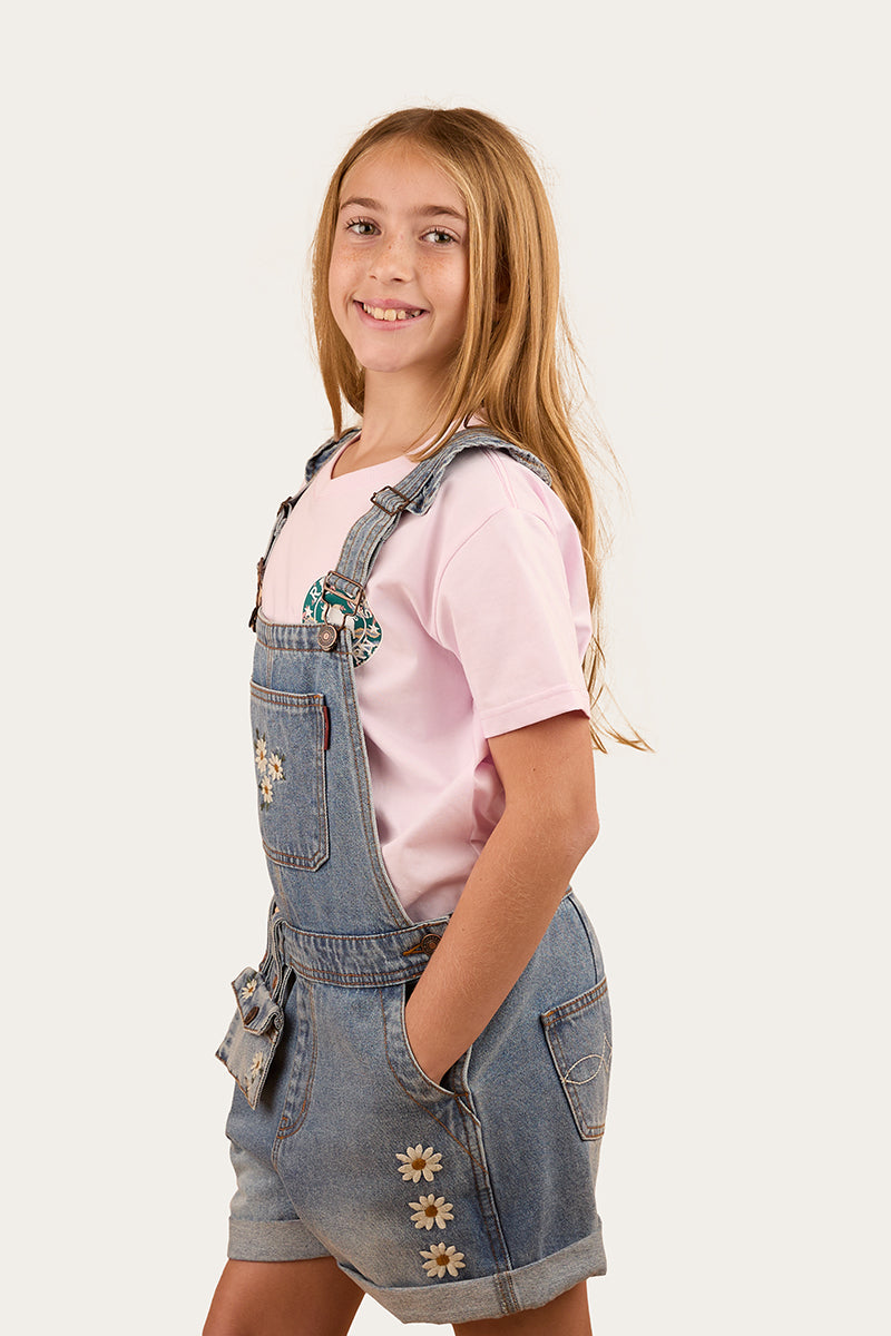 Ringers Western Bessie Kids Denim Short Overall - Light Wash Blue