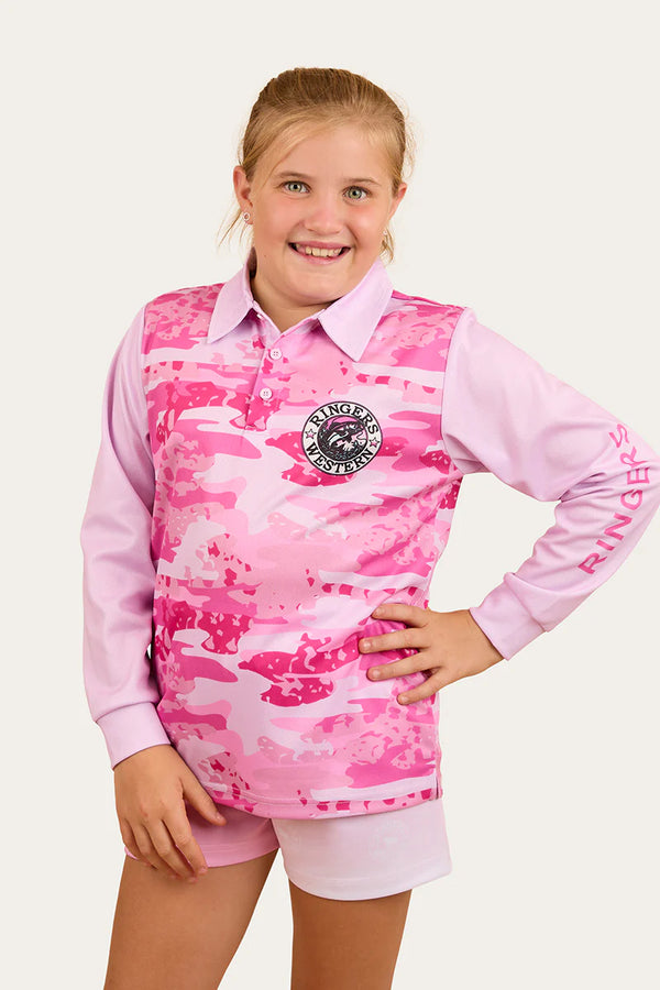 Ringers Western Big Catch Kids Fishing Jersey - Ballet Pink Camo (Copy)