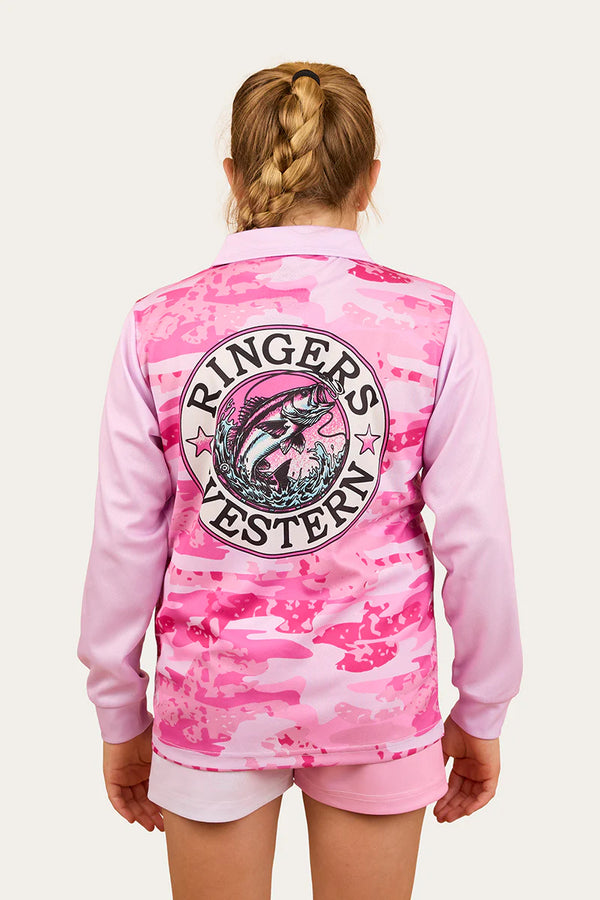 Ringers Western Big Catch Kids Fishing Jersey - Ballet Pink Camo (Copy)