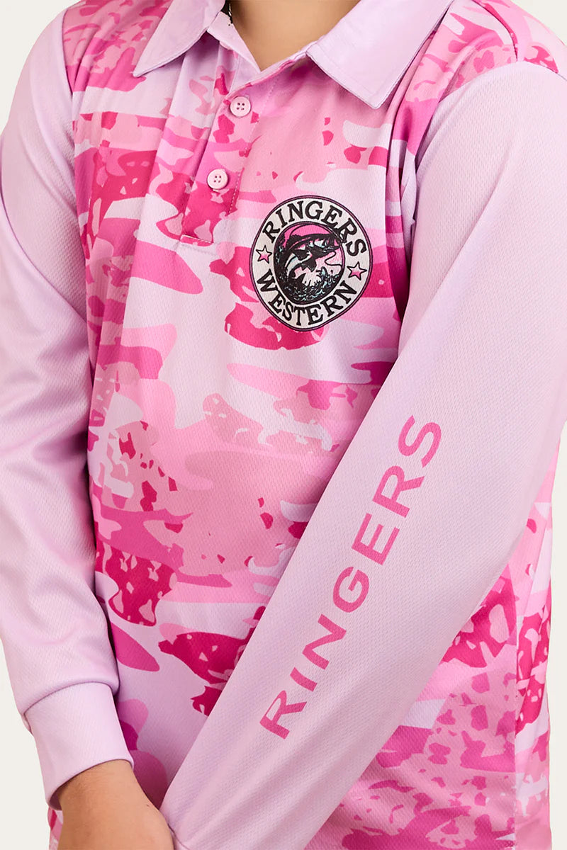 Ringers Western Big Catch Kids Fishing Jersey - Ballet Pink Camo (Copy)
