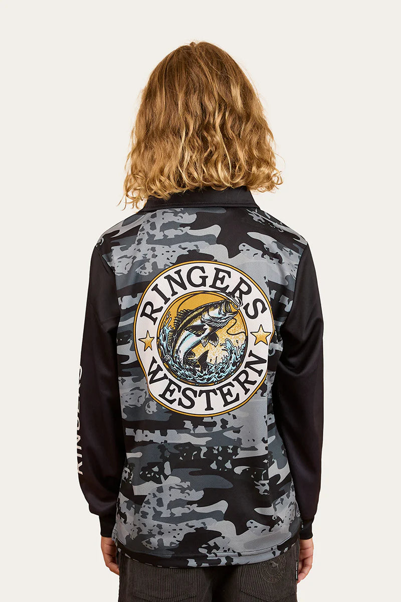 Ringers Western Big Catch Kids Fishing Jersey - Black Camo (Copy)