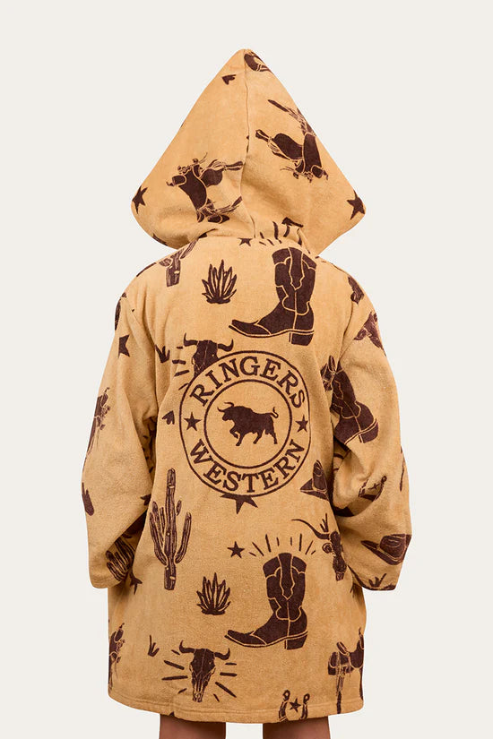 Ringers Western Boot Scootin Kids Zip Through Towel - Dark Sand