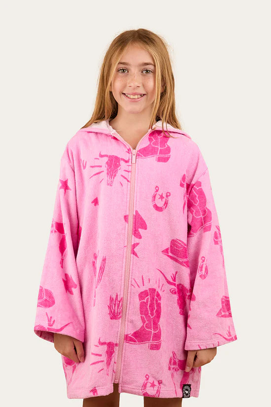 Ringers Western Boot Scootin Kids Zip Through Towel - Pastel Pink