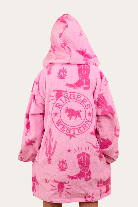 Ringers Western Boot Scootin Kids Zip Through Towel - Pastel Pink