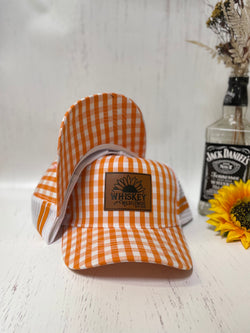 W&W Tangerine & White Gingham Trucker Cap DEC