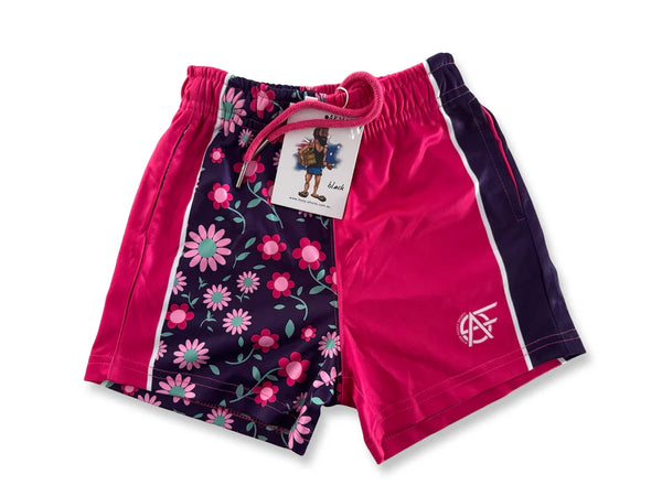AFS Kids Pink Flowers Footy Shorts With Pockets