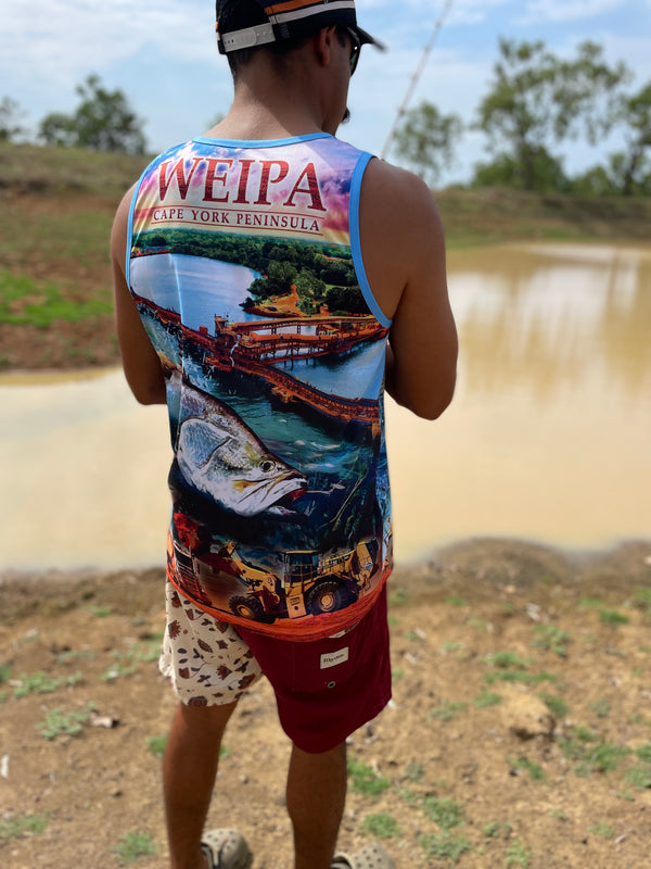 REDSTONE COUNTRY WEIPA Singlet Fishing Shirt - Blue