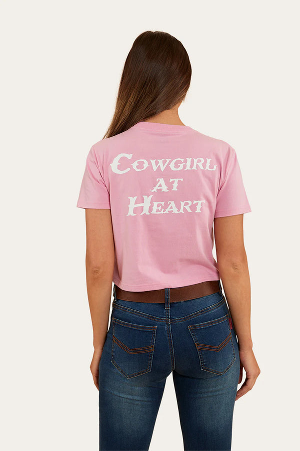 RINGERS WESTERN Cowgirl Heart Womens Cropped T-Shirt - Pastel Pink