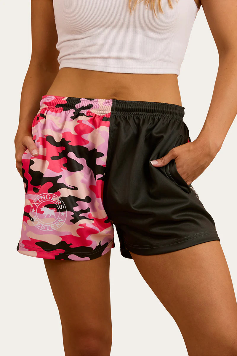 RINGERS WESTERN Unisex Footy Short - Charcoal / Pink Camo