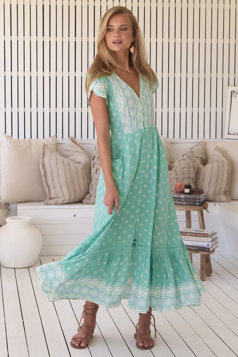 Sea Foam Print Carmen Maxi - Jaase