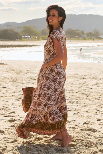 Wild Gypsy Print Carmen Maxi - Jaase