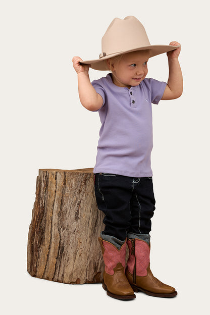 RINGERS WESTERN Casey Kids Rib Henley Top - Violet