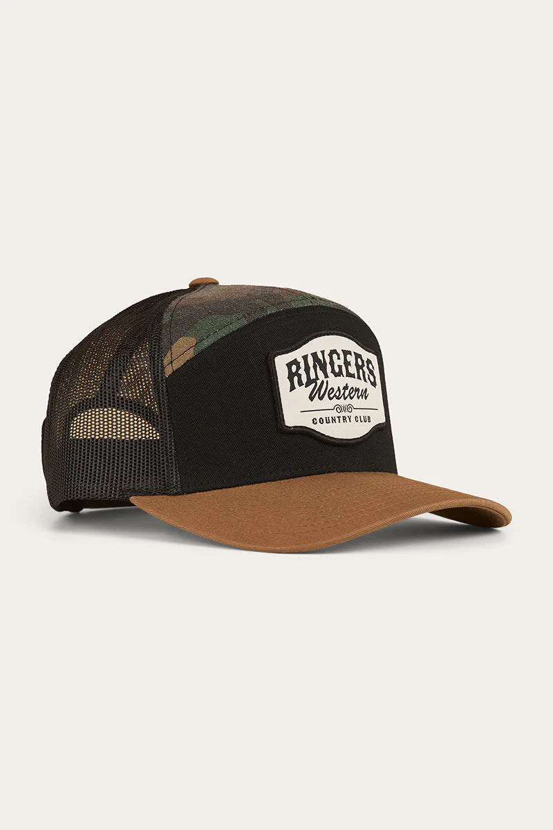 RINGERS WESTERN Country Club 7 Panel Cap - Black / Camo