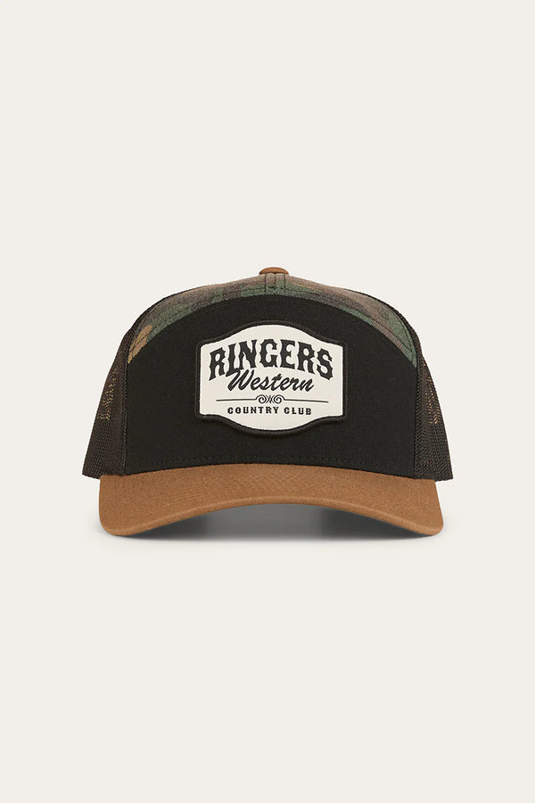 RINGERS WESTERN Country Club 7 Panel Cap - Black / Camo