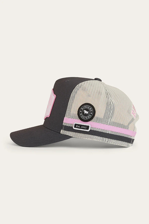 RINGERS WESTERN Country Club Deep Fit Trucker Cap - Ballet Pink / Charcoal
