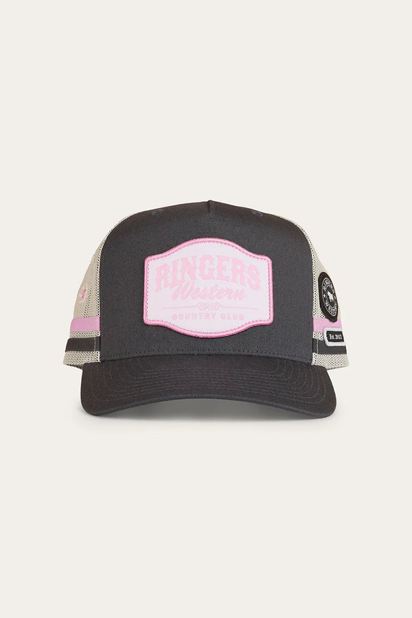 RINGERS WESTERN Country Club Deep Fit Trucker Cap - Ballet Pink / Charcoal