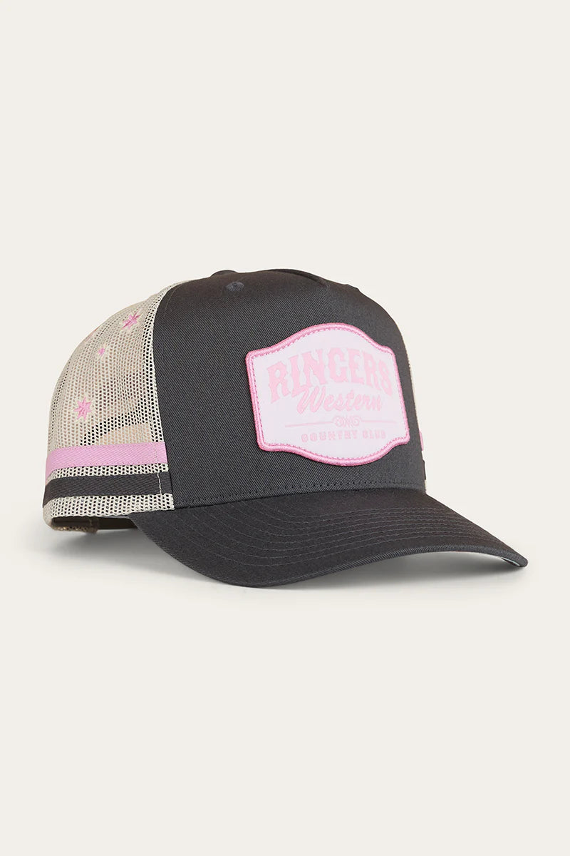 RINGERS WESTERN Country Club Deep Fit Trucker Cap - Ballet Pink / Charcoal