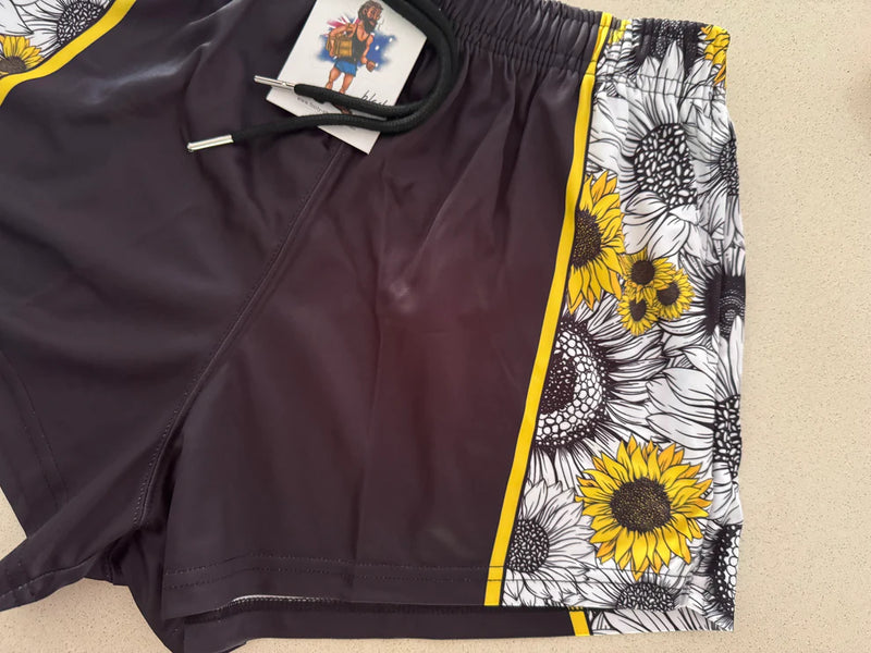 AFS Sunflowers Black Footy Shorts - With Pockets