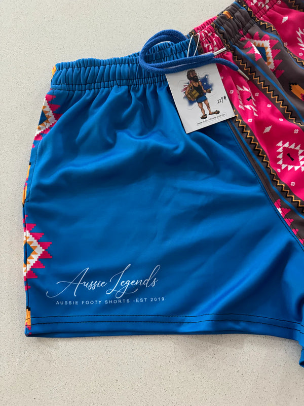 AFS Tribal Print Blue Footy Shorts - With Pockets