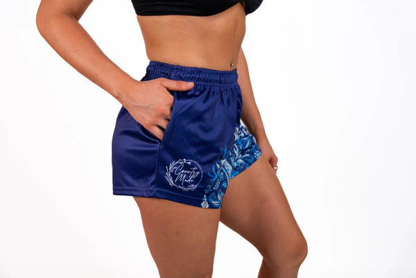 AFS Navy Blue Paisley Footy Shorts - With Pockets