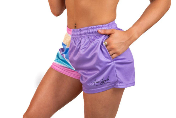AFS Light Pastel Purple Stripe Footy Shorts - With Pockets