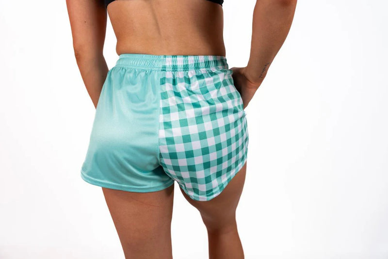 AFS Green Chequered Footy Shorts Gingham - With Pockets