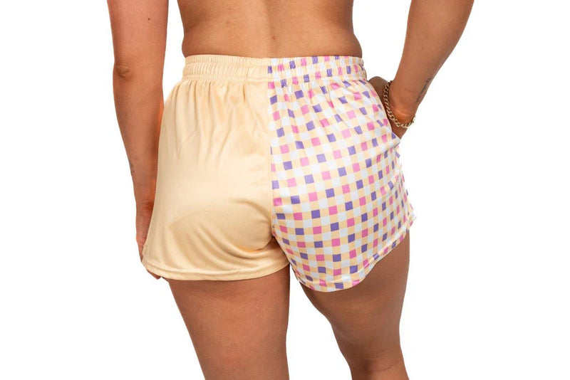 AFS Yellow Chequered - Footy Shorts Gingham - With Pockets