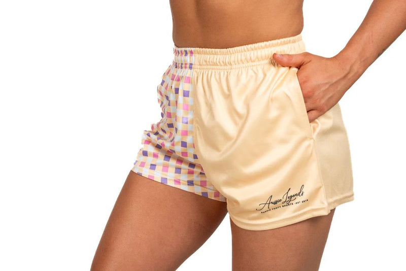 AFS Yellow Chequered - Footy Shorts Gingham - With Pockets