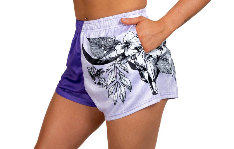 AFS "BULL SKULL PURPLE" Footy Shorts (With Pockets)