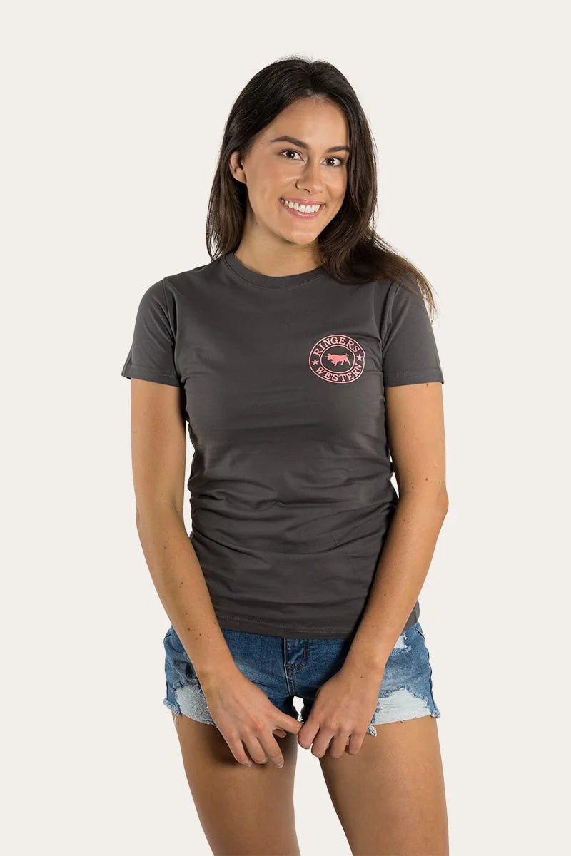 Signature Bull Women's Fitted T-Shirt - Vintage Black with Strawberry