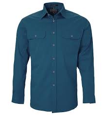 Pilbara Mens Open Front L/S Shirt- Diesel