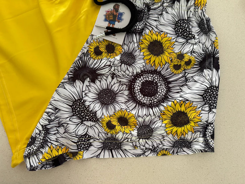 AFS Sunflowers Bright Yellow Footy Shorts- With Pockets