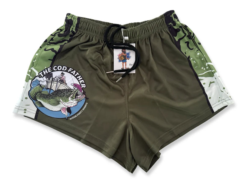 AFS Cod Father Green Footy Shorts - With Pockets
