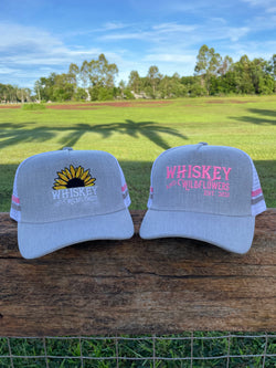 W&W Mouse Grey denim with Pastel Pink and White Trucker Cap MAR