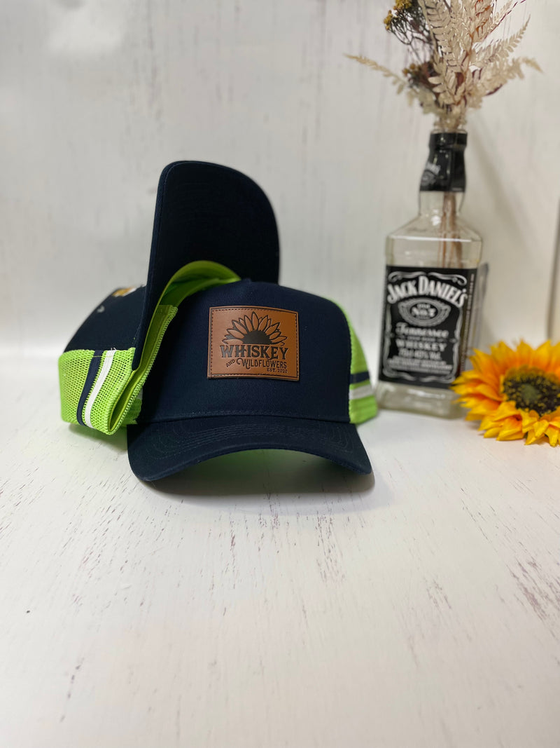 W&W Navy Neon Green and White Trucker Cap DEC