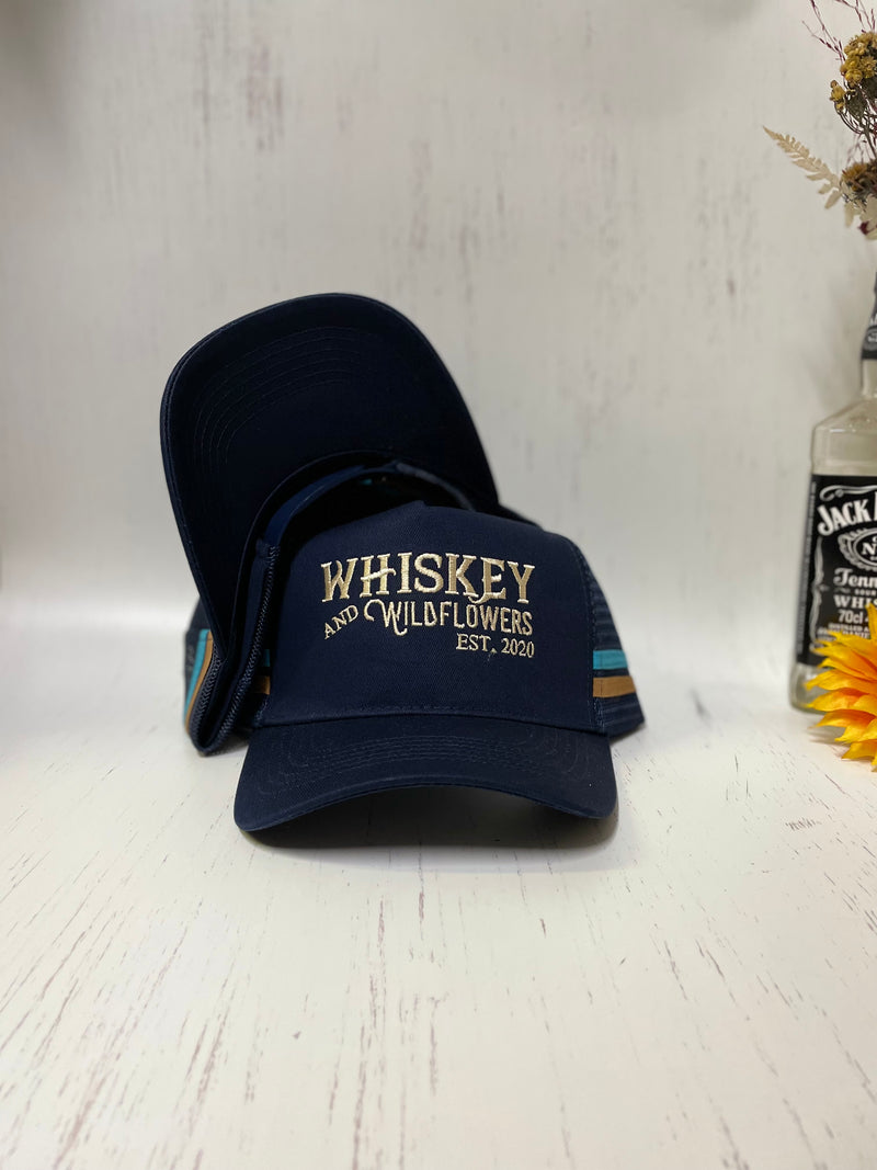 W&W Navy Sky Blue & Russet Brown Trucker Cap DEC