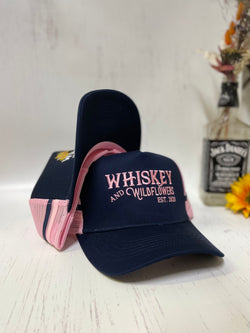 W&W Navy & Light Pink High Pony Trucker Cap Dec