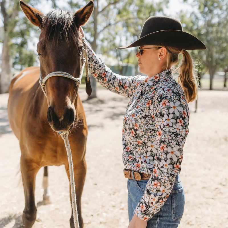 Coastal Cowboys - Frangipani Women's Half Button Workshirt