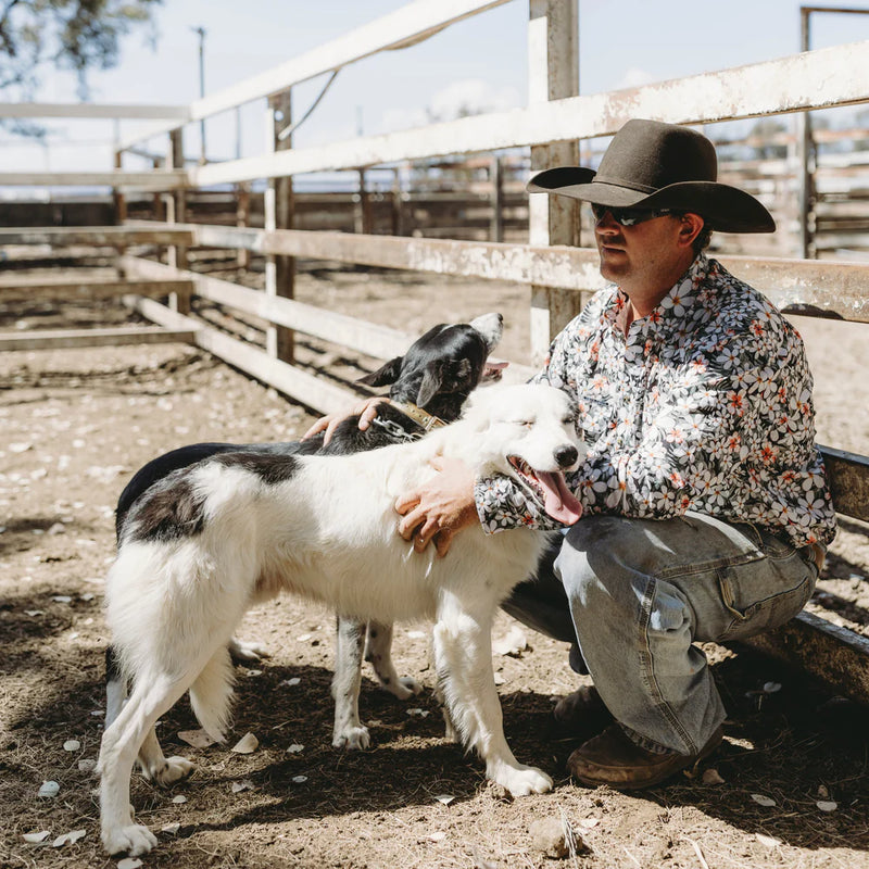 Coastal Cowboys - Frangipani Mens Half Button Workshirt