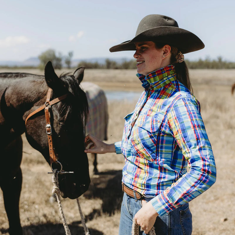 Coastal Cowboys - Cheques Women's Half Button Workshirt