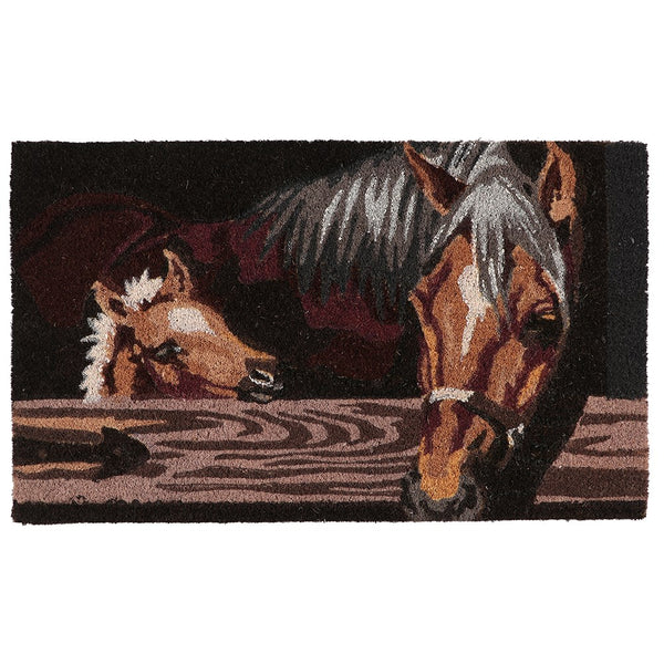 Coir Door Mat- Mare & Foal in Stable