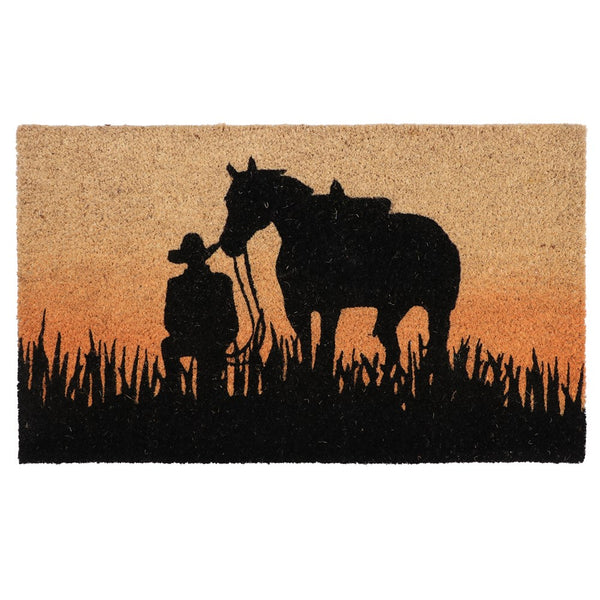 Coir Door Mat- Sundown Cowboy