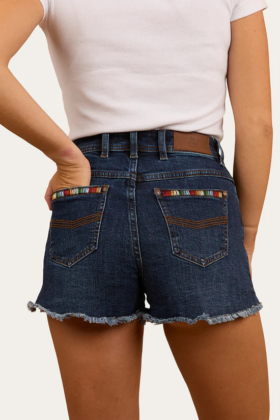 RINGERS WESTERN Gracie Womens Denim Short- Dark Wash Blue