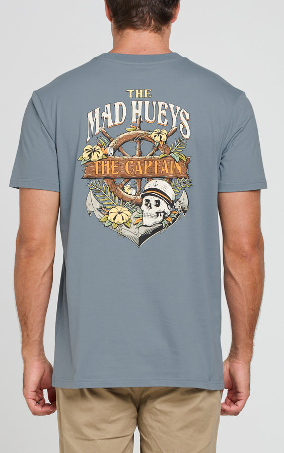 The Mad Hueys SHIPWRECKED CAPTAIN | SS TEE - STEEL BLUE